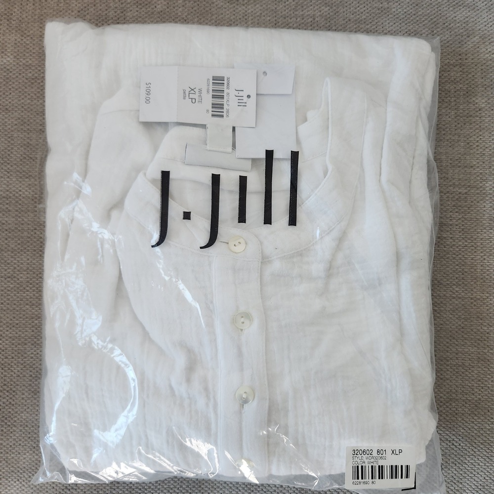 J. Jill White Sleeveless Gauze Button Front Shift Dress XLP Petite WDR320602